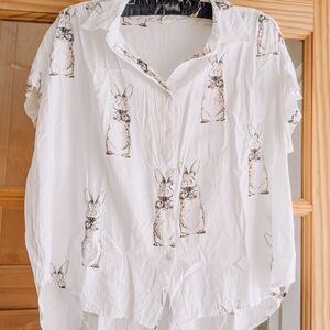 White Rabbit Print Women's Top